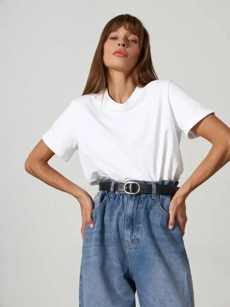 100% Cotton Crew Neck T-Shirt, Relaxed Fit Short Sleeve Tee for Everyday Layering in Black