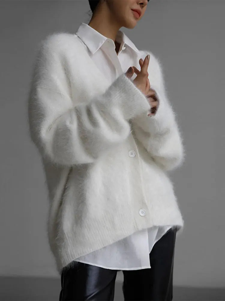 Cardigan in Oversized Fit with Soft Cashmere-Like Knit Feel and Cozy Snug Warmth
