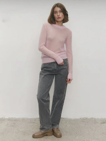 Crewneck Sweater in Soft Nylon-Cotton Knit with a Streamlined, Flattering Fit