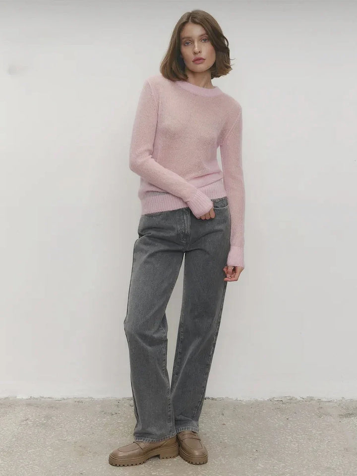 Crewneck Sweater in Soft Nylon-Cotton Knit with a Streamlined, Flattering Fit