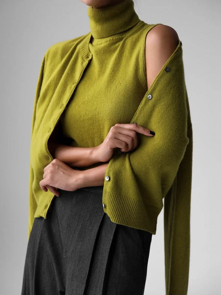 High-Neck Sweater Vest in Soft Wool-Cashmere Blend, Sleeveless Sculpted Fit with Structured Tall Neckline