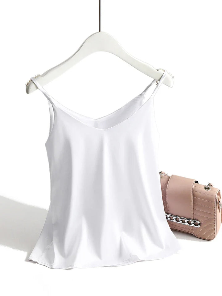 Silk Blend Camisole Top with Lustrous Satin Sheen, Relaxed Fit and Adjustable Straps