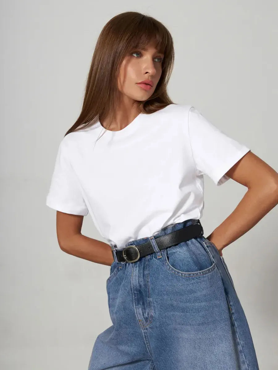 100% Cotton Crew Neck T-Shirt, Relaxed Fit Short Sleeve Tee for Everyday Layering in Black