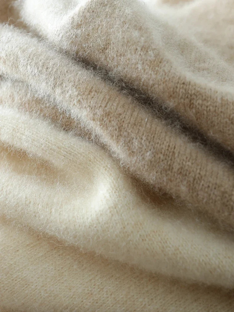 Cashmere Crossover Collar Sweater with Relaxed Standard Fit in Soft Pink
