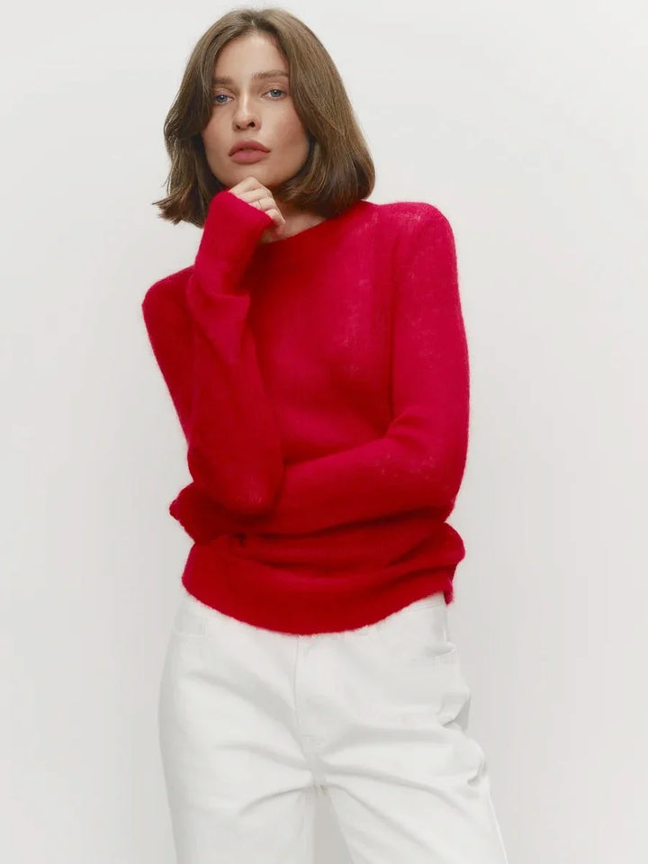 Crewneck Sweater in Soft Nylon-Cotton Knit with a Streamlined, Flattering Fit