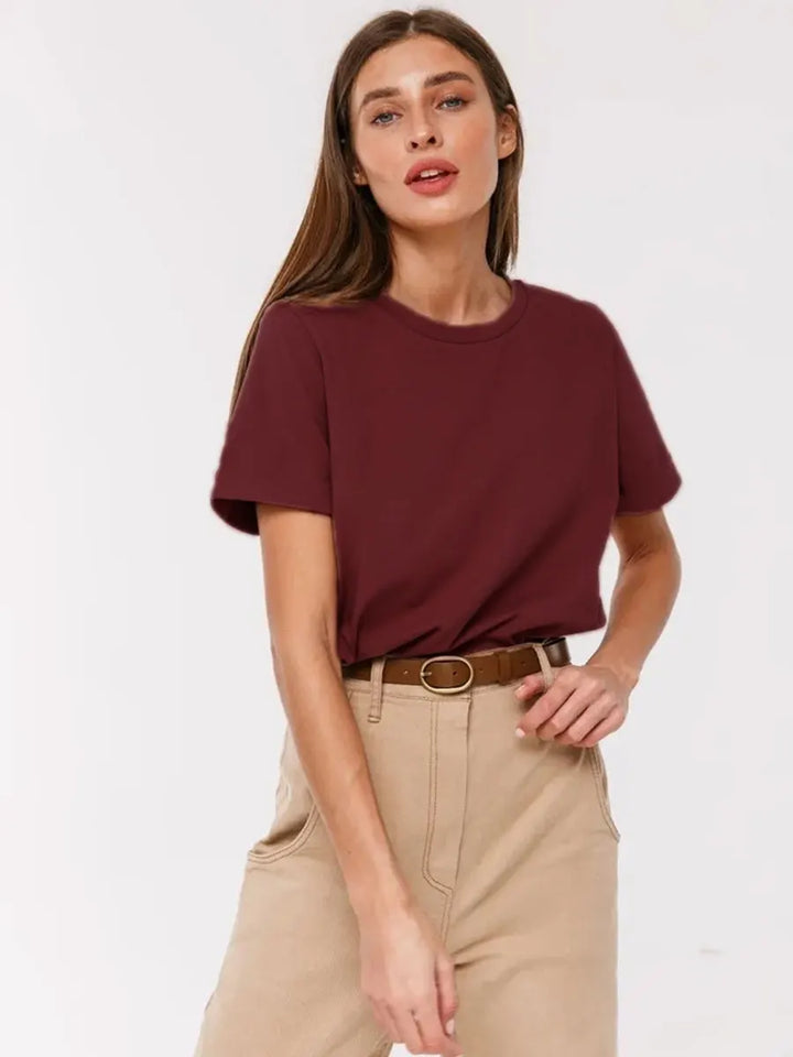 100% Cotton Crew Neck T-Shirt, Relaxed Fit Short Sleeve Tee for Everyday Layering in Black