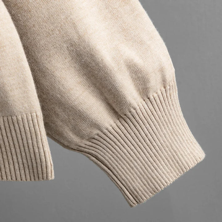 Half-Zip Knit Two-Piece Lounge Set with Elastic-Waist Pants and Soft Ribbed Texture in Peach