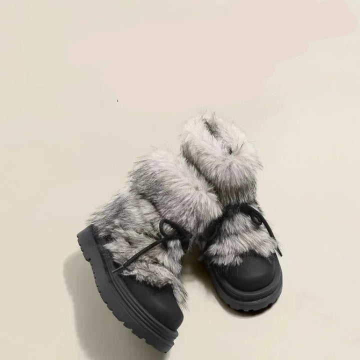 Faux Fur Snow Boots with Platform Sole and Insulated Lace-Up, Women's Aspen