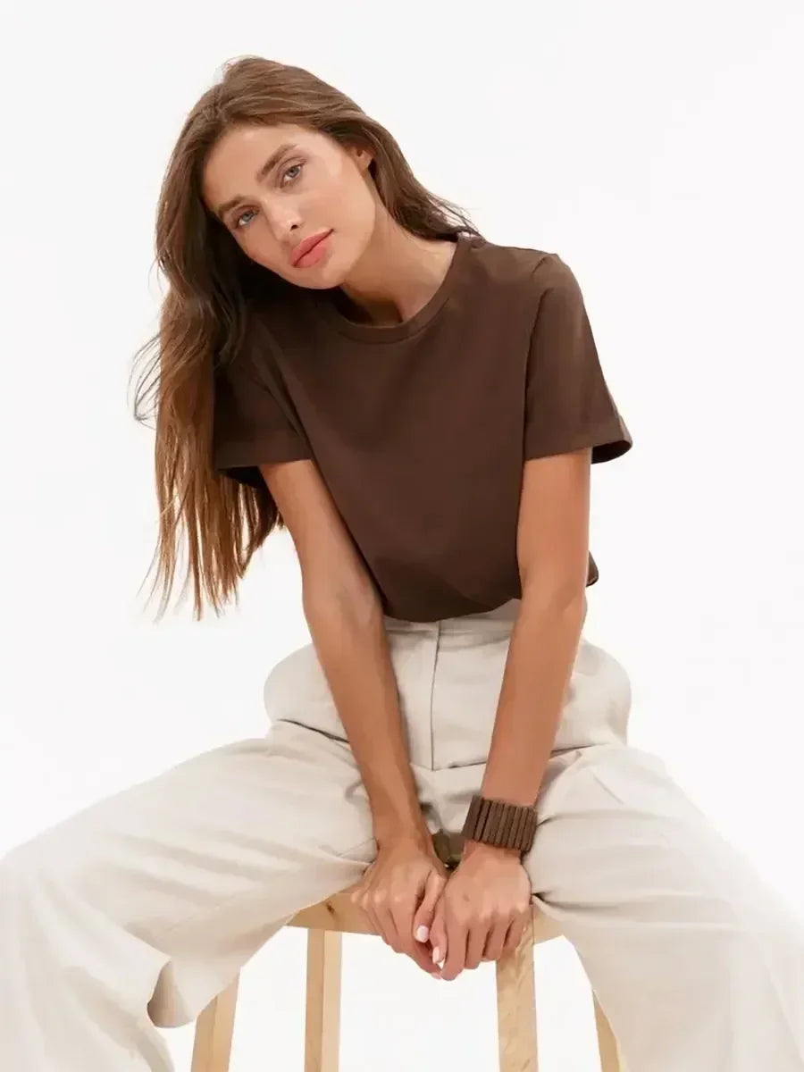 100% Cotton Crew Neck T-Shirt, Relaxed Fit Short Sleeve Tee for Everyday Layering in Black