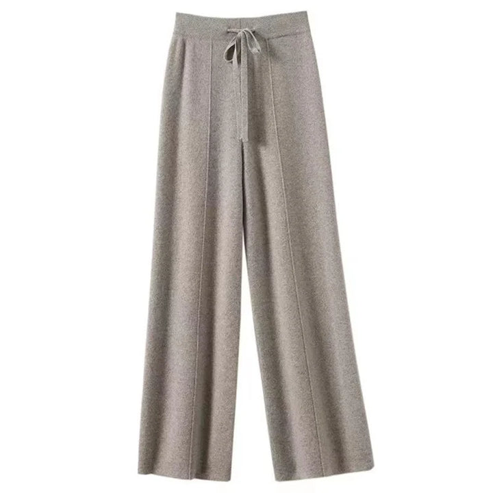 Wide-Leg Merino Wool Trousers with High-Waist Elastic Drawstring Waistband