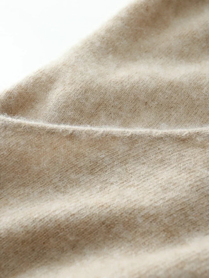 Cashmere Crossover Collar Sweater with Relaxed Standard Fit in Soft Pink