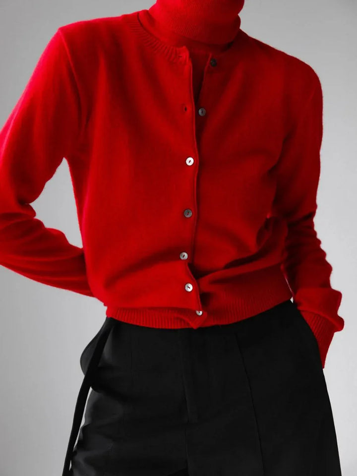 High-Neck Sweater Vest in Soft Wool-Cashmere Blend, Sleeveless Sculpted Fit with Structured Tall Neckline
