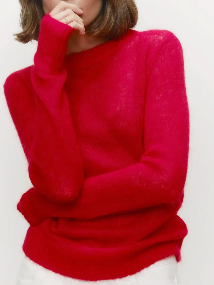 Crewneck Sweater in Soft Nylon-Cotton Knit with a Streamlined, Flattering Fit