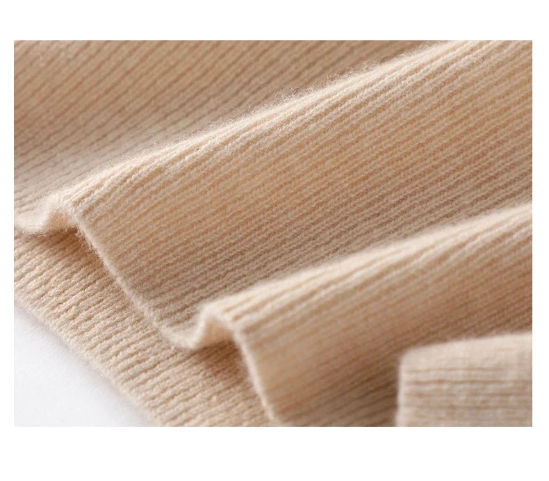 Cashmere Half-Zip Pullover Sweater with Stand-Up Collar, Standard Fit, Beige