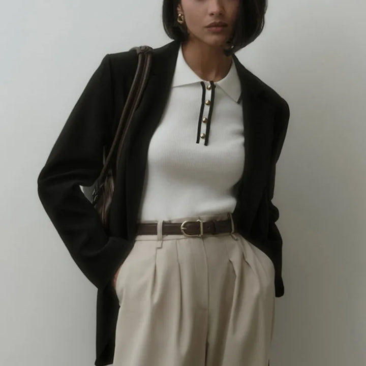 Cotton Polo Shirt with Contrast Trim, Slim Fit and Structured Collar in White