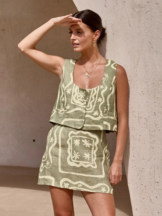 Co-ord Two-Piece Set with Relaxed Structured Fit and Mix-and-Match Styling in Lime
