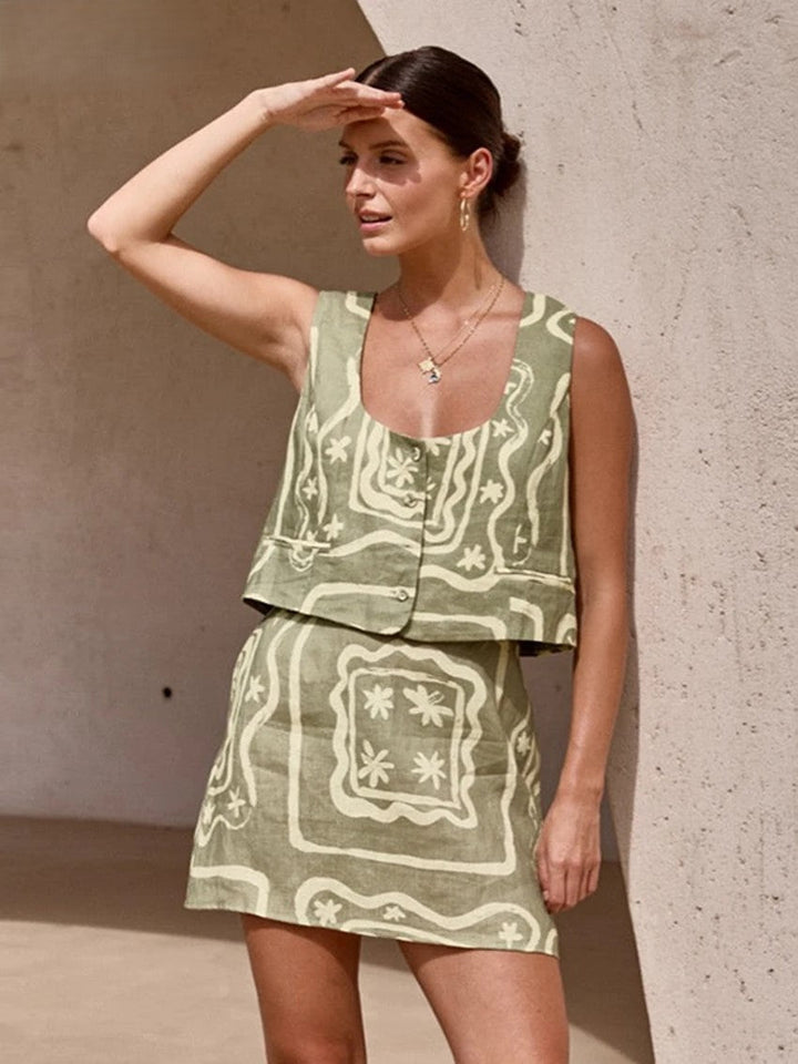 Co-ord Two-Piece Set with Relaxed Structured Fit and Mix-and-Match Styling in Lime
