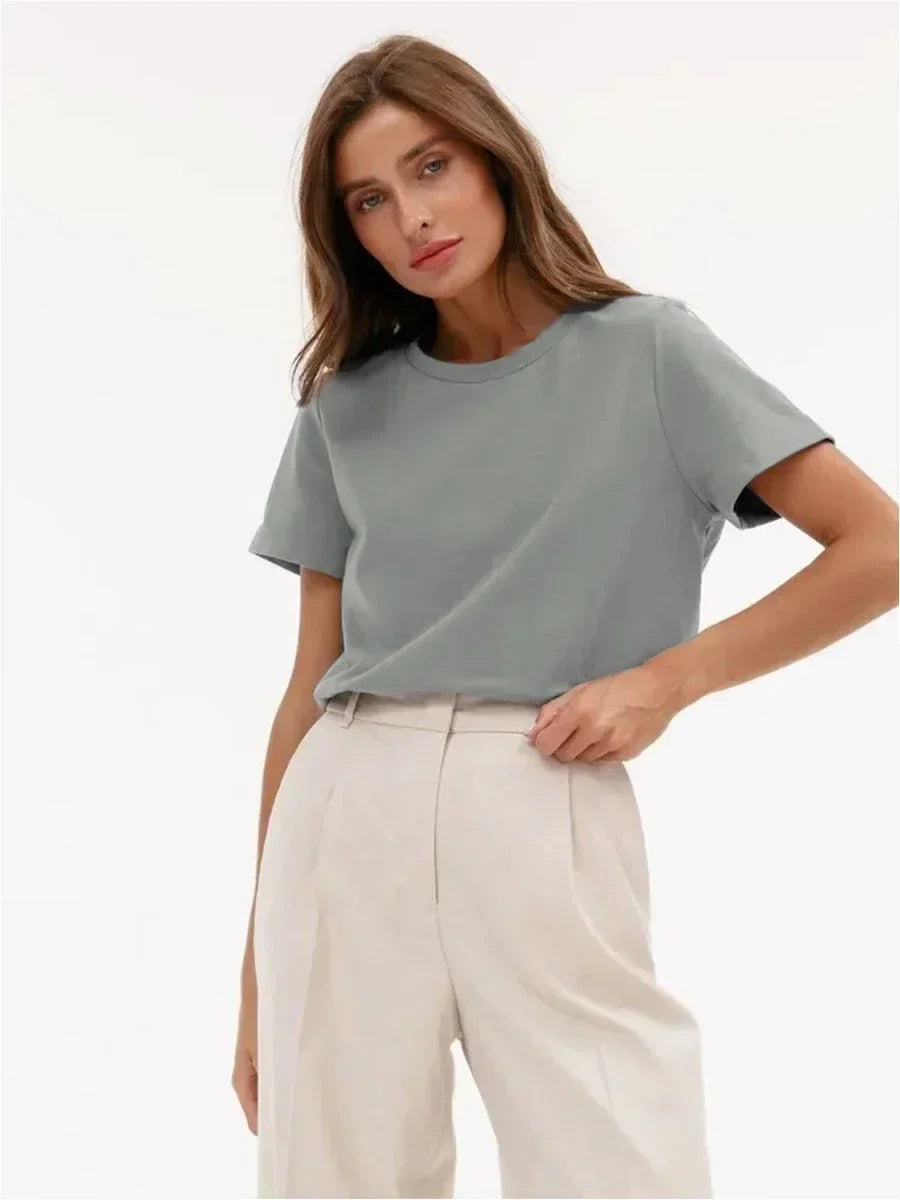 100% Cotton Crew Neck T-Shirt, Relaxed Fit Short Sleeve Tee for Everyday Layering in Black