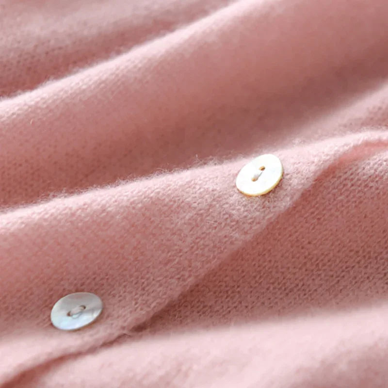 Asymmetric Button Sweater in Khaki Soft Knit with Off-Center Placket Detail and Long Sleeves