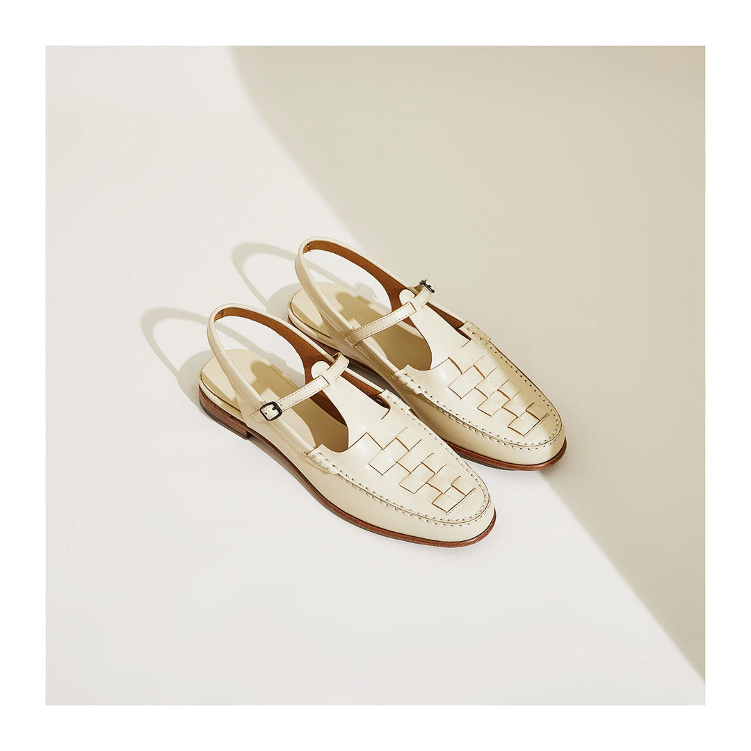 Leather Slingback Sandals with Woven Straps and Cushioned Footbed, Women's Palermo