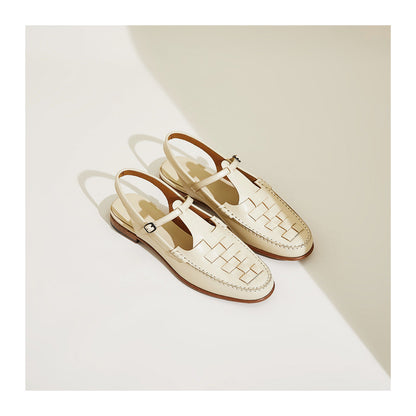 Leather Slingback Sandals with Woven Straps and Cushioned Footbed, Women's Palermo