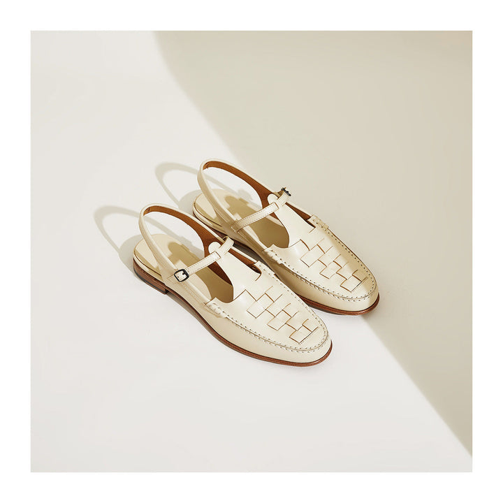 Leather Slingback Sandals with Woven Straps and Cushioned Footbed, Women's Palermo