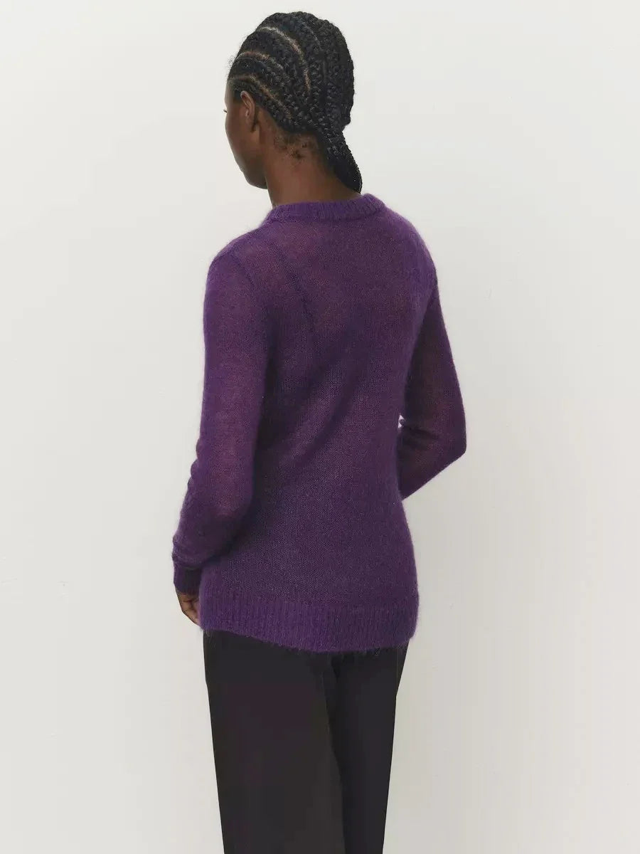 Crewneck Sweater in Soft Nylon-Cotton Knit with a Streamlined, Flattering Fit