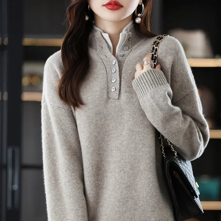 Cashmere Knit Set with Relaxed Pullover and Wide-Leg Trousers, Soft Green Two-Piece Loungewear