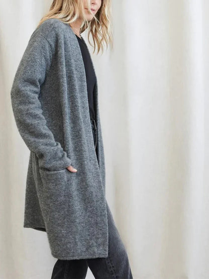 Cardigan in a Merino Wool Blend with Oversized Pockets and a Relaxed Open-Front Fit for Effortless Layering
