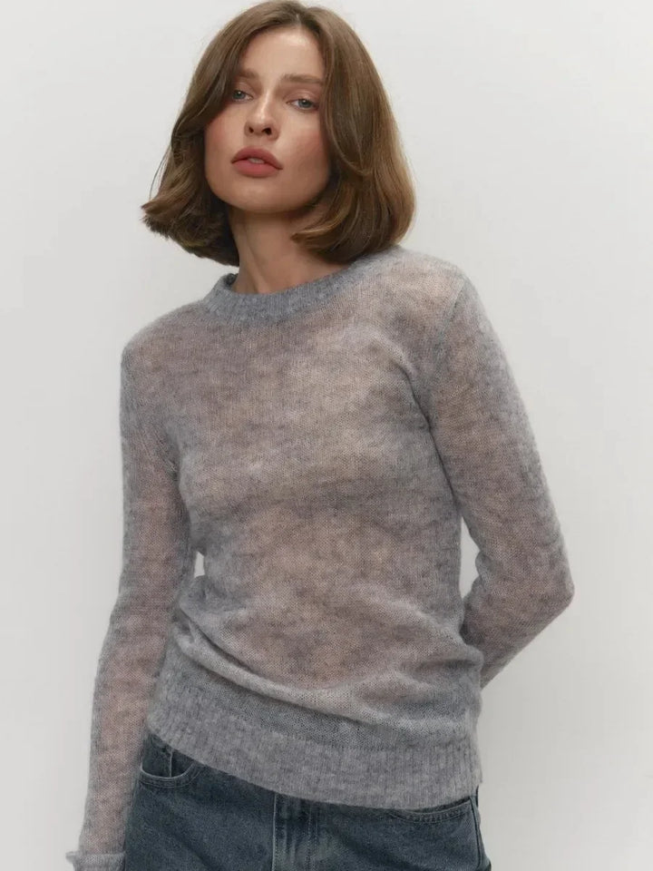 Crewneck Sweater in Soft Nylon-Cotton Knit with a Streamlined, Flattering Fit