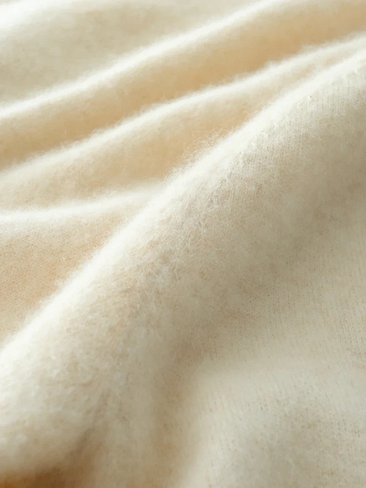 Cashmere Crossover Collar Sweater with Relaxed Standard Fit in Soft Pink