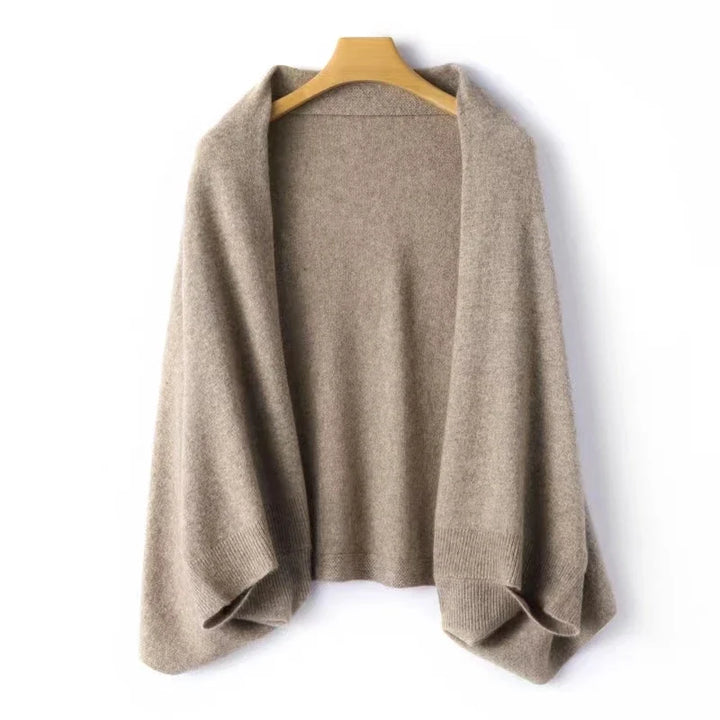 Wool Cashmere Blend Shawl and Scarf Wrap in Khaki, Soft Draping Layer for Cool Weather