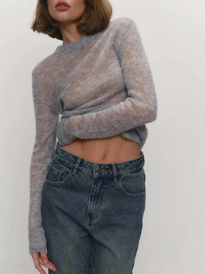 Crewneck Sweater in Soft Nylon-Cotton Knit with a Streamlined, Flattering Fit