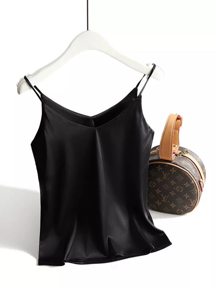 Silk Blend Camisole Top with Lustrous Satin Sheen, Relaxed Fit and Adjustable Straps