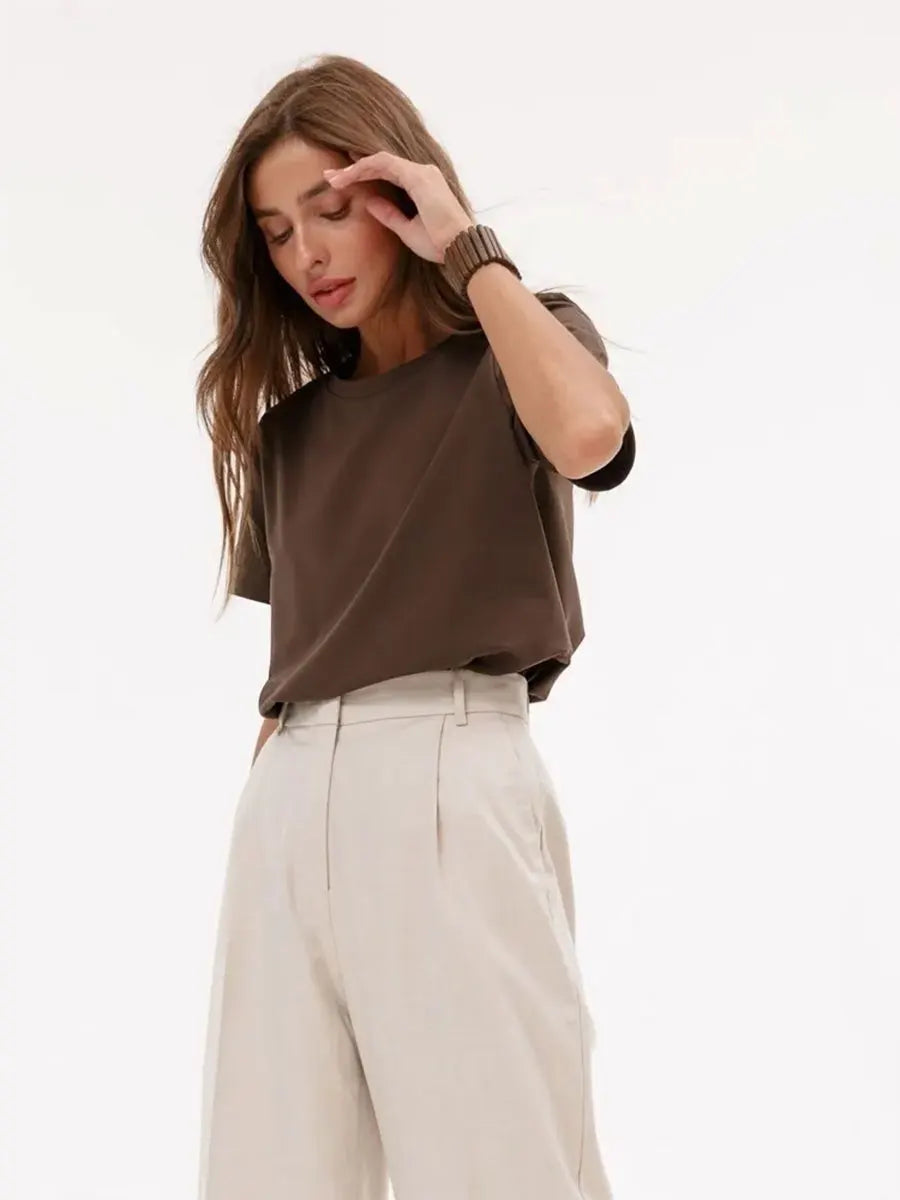 100% Cotton Crew Neck T-Shirt, Relaxed Fit Short Sleeve Tee for Everyday Layering in Black