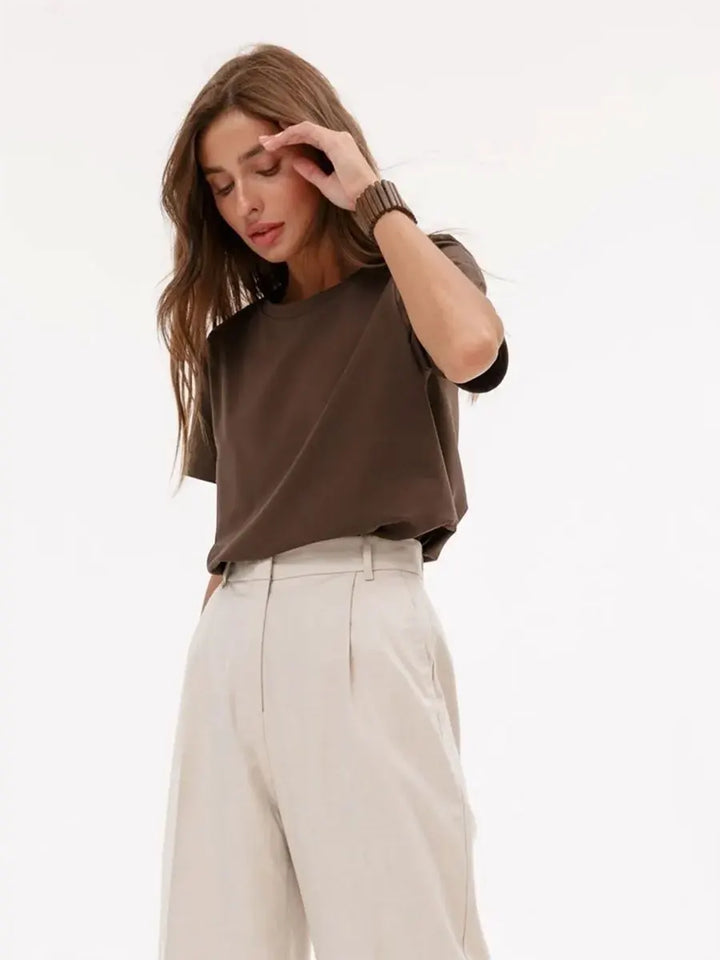 100% Cotton Crew Neck T-Shirt, Relaxed Fit Short Sleeve Tee for Everyday Layering in Black