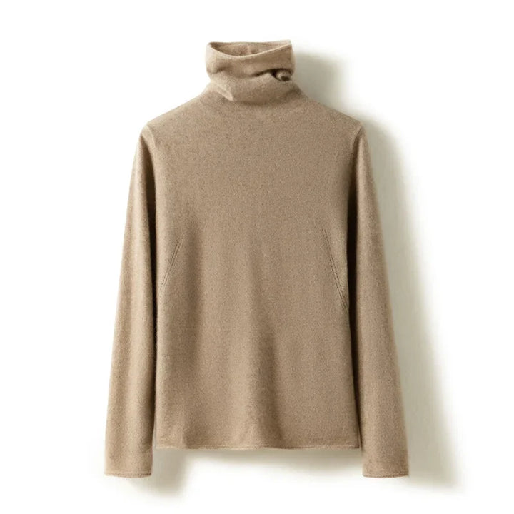 Cashmere Blend Turtleneck Sweater with Merino Wool, Slim Fit for Women in Vintage