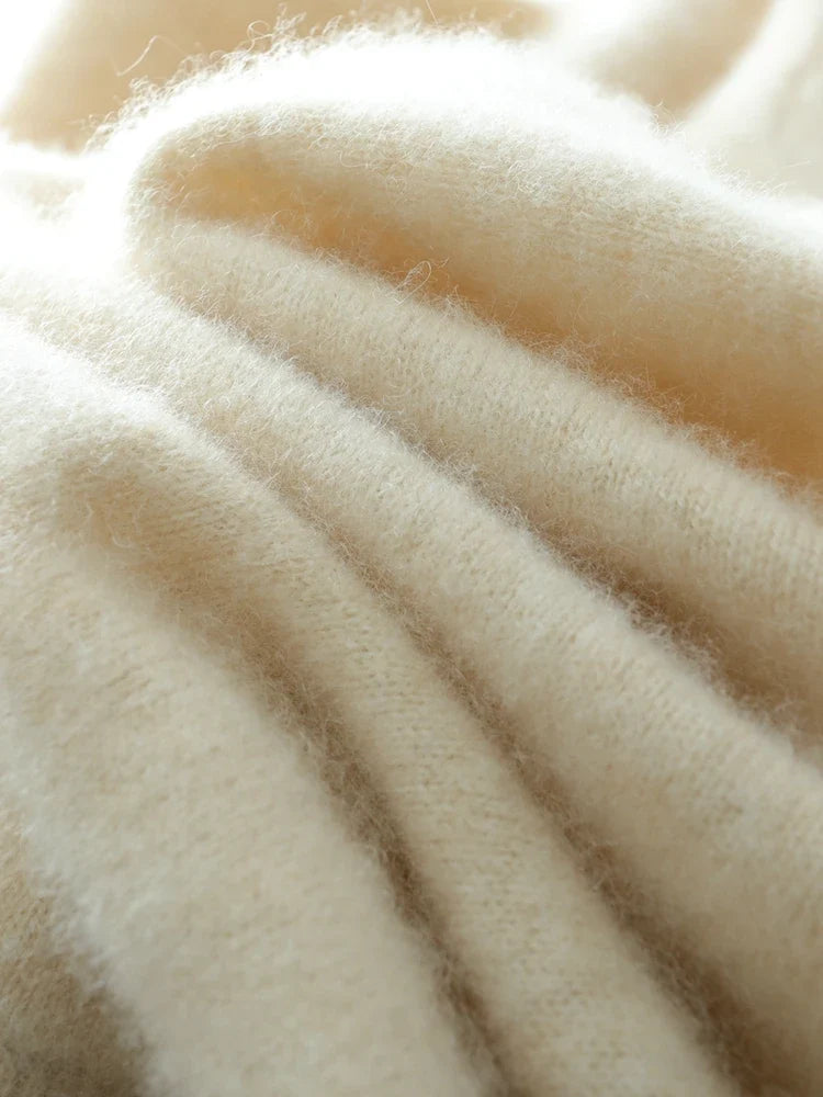 Cashmere Crossover Collar Sweater with Relaxed Standard Fit in Soft Pink