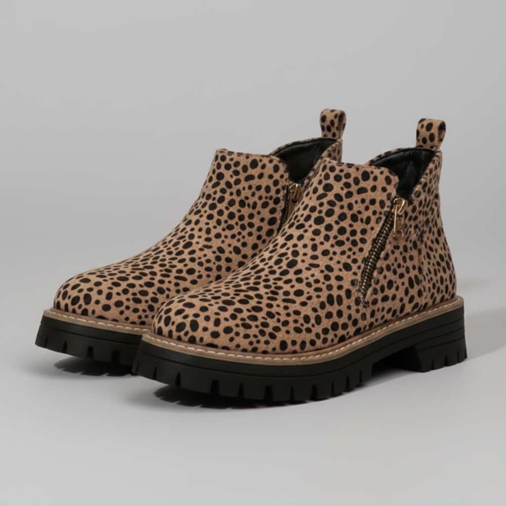 Women's Suede Ankle Boot – Chunky Mid Heel Side Zip Design