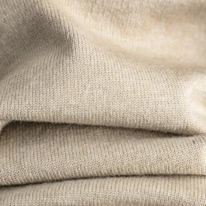 Half-Zip Knit Two-Piece Lounge Set with Elastic-Waist Pants and Soft Ribbed Texture in Peach