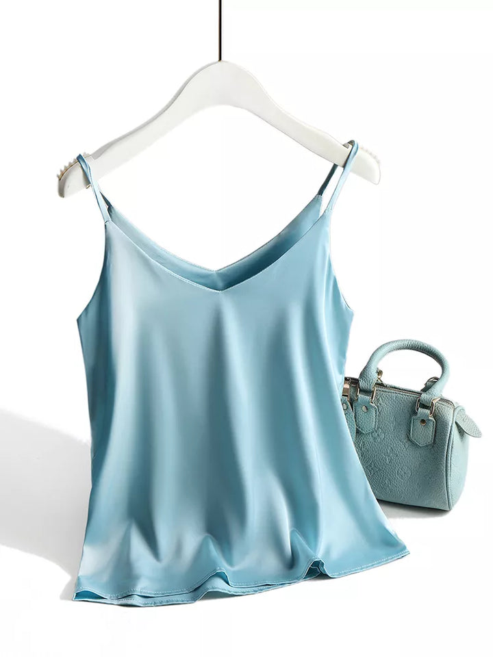Silk Blend Camisole Top with Lustrous Satin Sheen, Relaxed Fit and Adjustable Straps