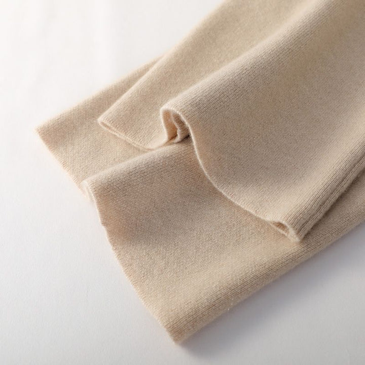 Sweatpants in Cashmere Wool Blend with Adjustable High-Rise Elastic Waist, Khaki