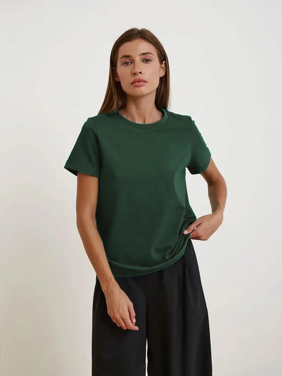 100% Cotton Crew Neck T-Shirt, Relaxed Fit Short Sleeve Tee for Everyday Layering in Black