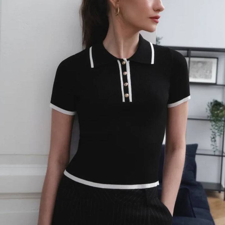 Cotton Polo Shirt with Contrast Trim, Slim Fit and Structured Collar in White