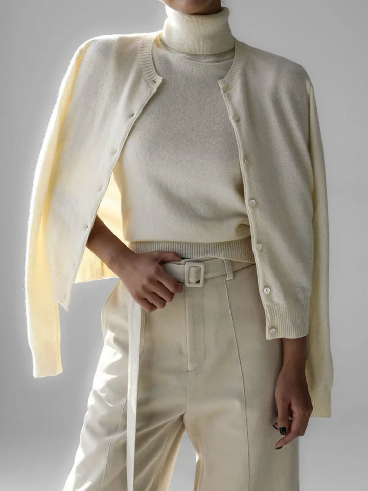 High-Neck Sweater Vest in Soft Wool-Cashmere Blend, Sleeveless Sculpted Fit with Structured Tall Neckline
