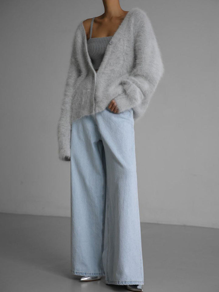 Cardigan in Oversized Fit with Soft Cashmere-Like Knit Feel and Cozy Snug Warmth
