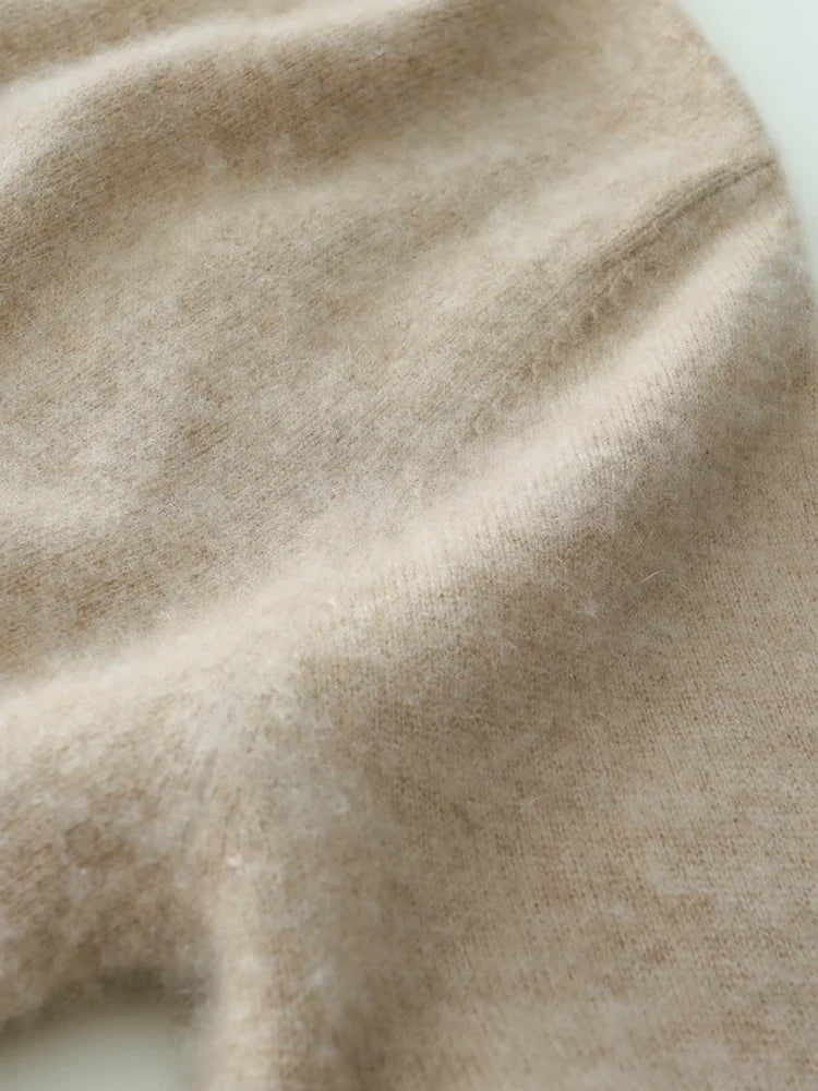 Cashmere Crossover Collar Sweater with Relaxed Standard Fit in Soft Pink