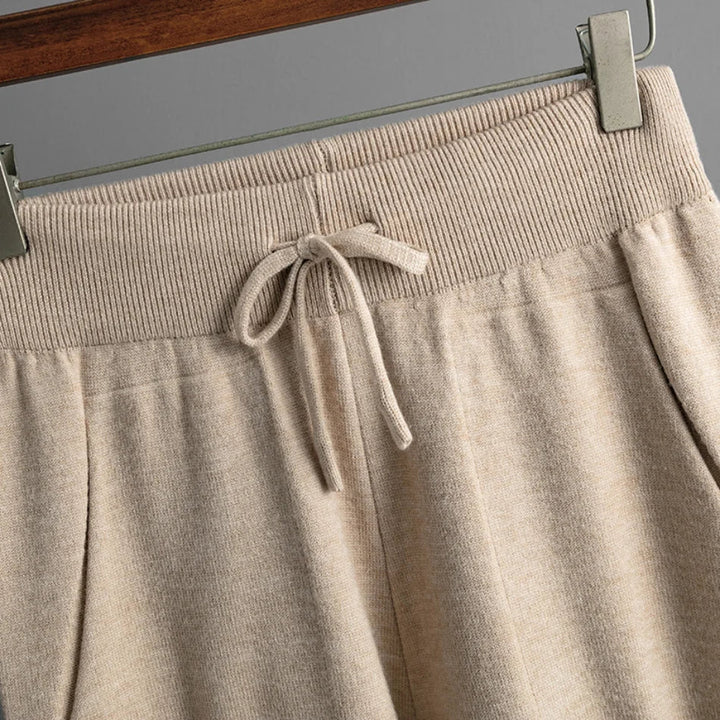 Half-Zip Knit Two-Piece Lounge Set with Elastic-Waist Pants and Soft Ribbed Texture in Peach