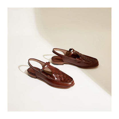 Leather Slingback Sandals with Woven Straps and Cushioned Footbed, Women's Palermo
