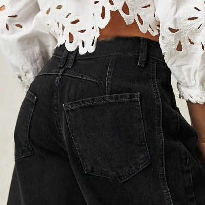 Barrel-Leg Jeans in Leopard Print with Mid-Rise Waist and Ankle-Length Wide Leg